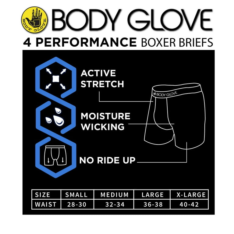Body Glove Men's 4-Pack Cooling Dry Fit Performance Boxer Briefs