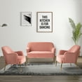 thumbnail image 1 of 14 Karat Home 3 Piece Sofa Set of Loveseat Accent Chair Velvet Armchair Living Room, Pink, 1 of 10