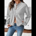 thumbnail image 4 of Suéteres Tipo Cárdigan Informales para Mujer, Ligeros, con Cuello Redondo y Larga, para Otoño. Gris L, 4 of 9