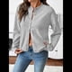 thumbnail image 4 of Suéteres Tipo Cárdigan Informales para Mujer, Ligeros, con Cuello Redondo y Larga, para Otoño. Gris L, 4 of 9