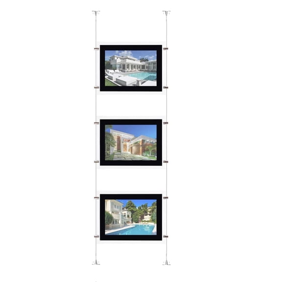 HKSIGN Backlit Photo Frame LED Sign Holder for Real Esate Window Hanging Display (horizontal, 3pcs A4 a row)