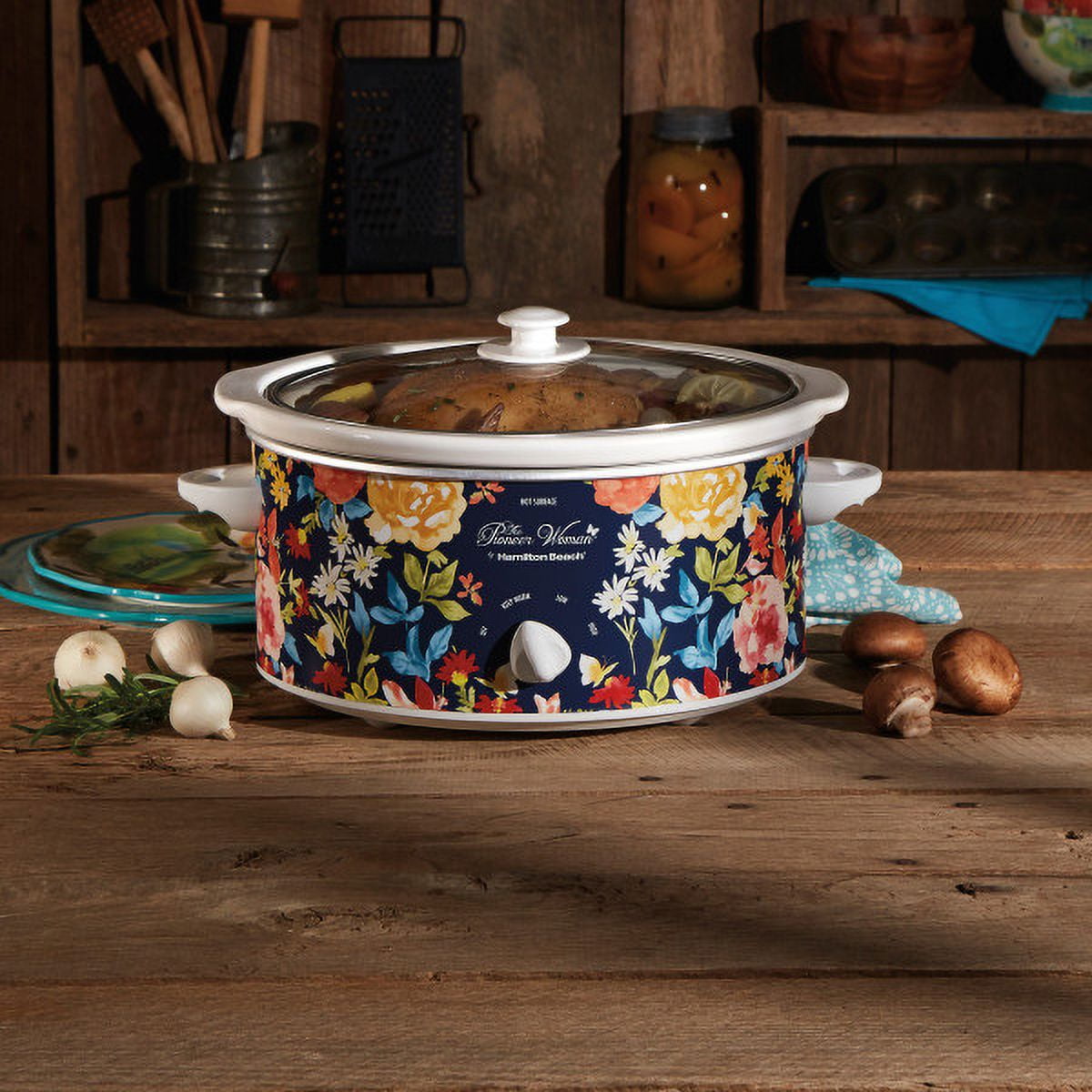 The Pioneer Woman Fiona Floral 5-Quart Portable Slow Cooker
