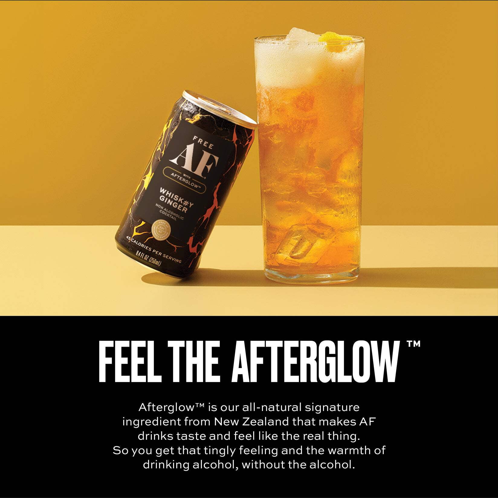 FREE AF Non-Alcoholic Drinks Whiskey Ginger | Alcohol Alternative Sparkling Cocktails with AFTERGLOW Botanical Warmth | Gluten-Free, Low-Calorie | 8.4 oz Cans (12-Pack)