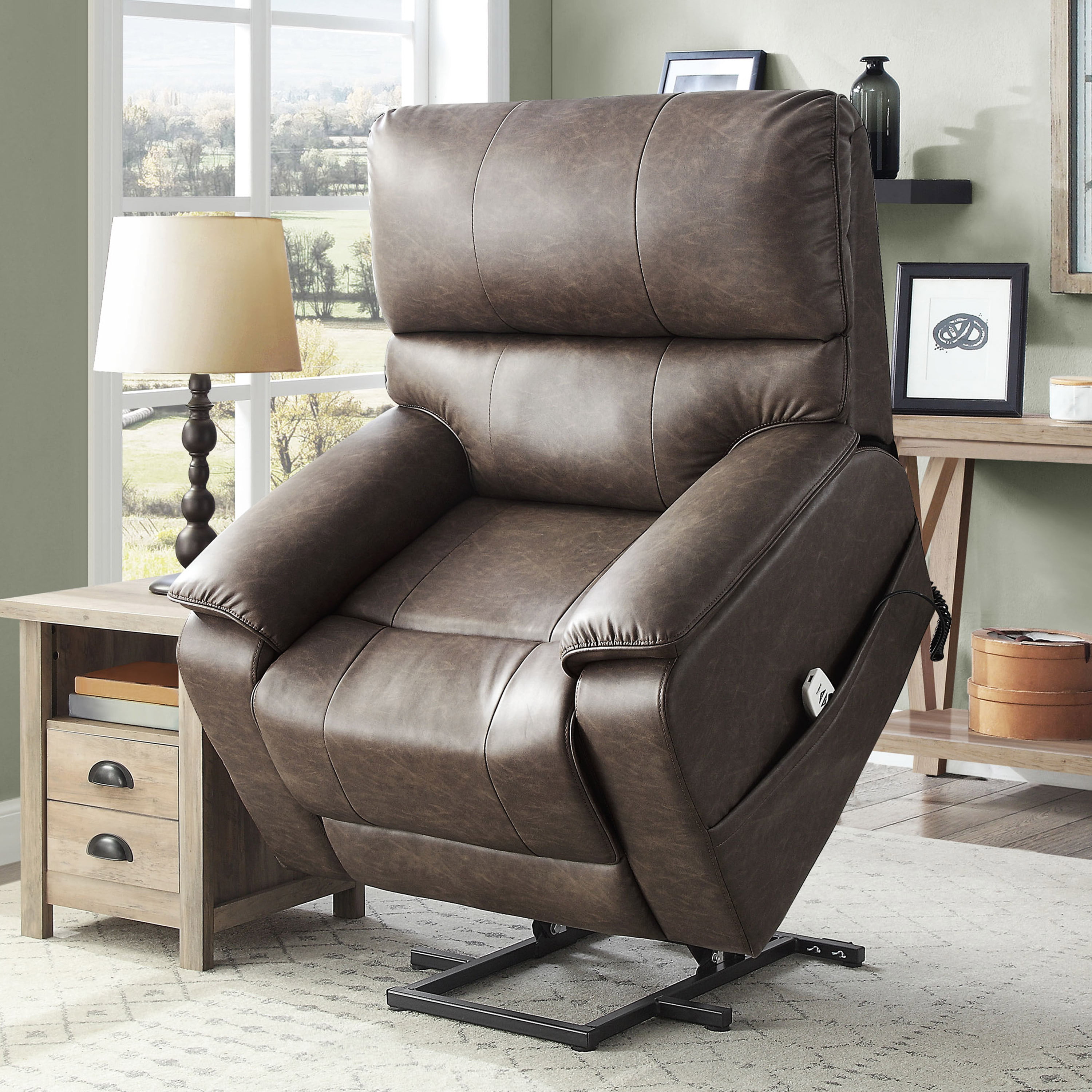 better homes  gardens elton deluxe lift recliner with heat and massage  warm gray upholstery  walmart