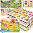 thumbnail image 1 of Puzles de madera SYNARRY para niños de 1 a 3 años con estante, 6 unidades, 1 of 7