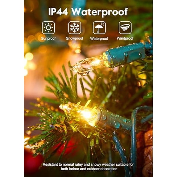 Clear Christmas String Lights 50 Count 12 Feet Incandescent Bulb Mini Lights for Indoor Outdoor Xmas Tree Garland Birthday Wedding Party Festival Decoration, Green Wire