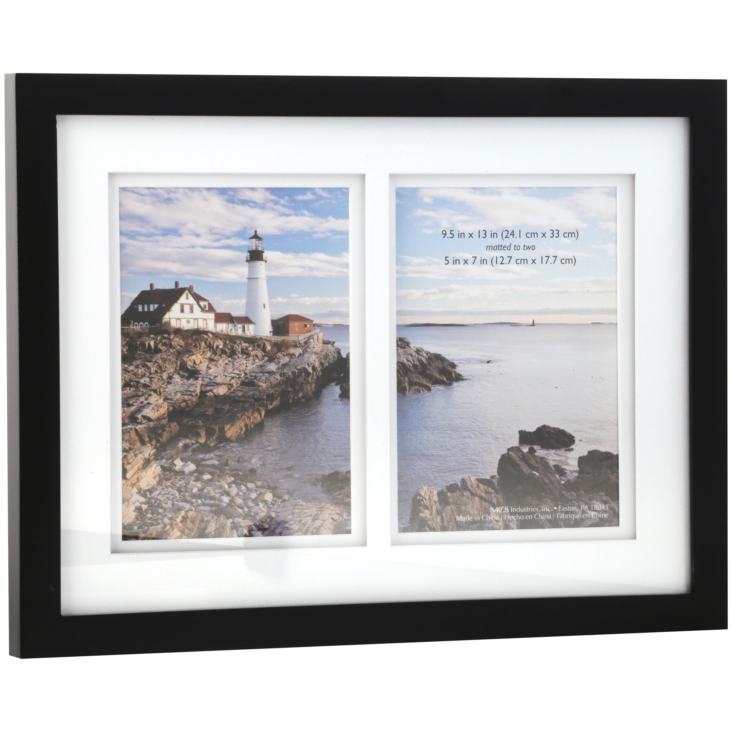 Double Photo Frame 5 x 7 Holds 2 Pictures Aluminium Silver Twin Portrait Frame