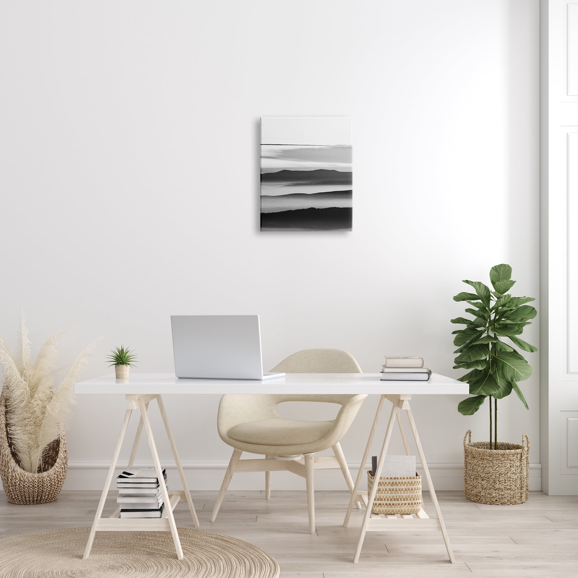 Stupell Industries Misty Clouds Eerie Mountain Landscape Black White, 16 x 20, Designed by Design Fabrikken