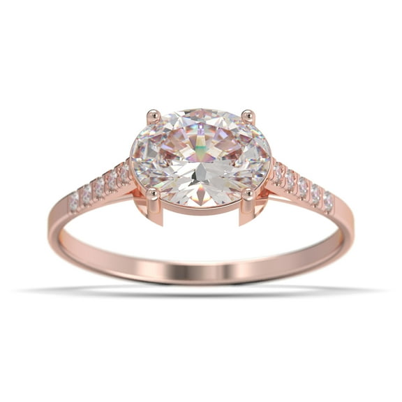 Dazzling Minimal Art Deco 1.50 Carat Oval Cut Diamond Moissanite Unique Engagement Ring, Wedding Ring in 925 Sterling Silver With 18k Rose Gold Plating Gift For Woman, Promise Ring, Anniversary Gift