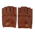 thumbnail image 3 of kurtrusly Retro PU eather Men Fingerless Driving Cycling Gloves Brown Hook Loop L 1Set, 3 of 6
