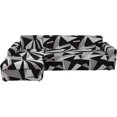 thumbnail image 1 of Estrela Funda elástica para sofá esquinero con reposabrazos, funda universal antideslizante para sofá, extraíble y lavable, en forma de L, 2 piezas, gris y negro, 1 plaza + 3 plazas, 1 of 5