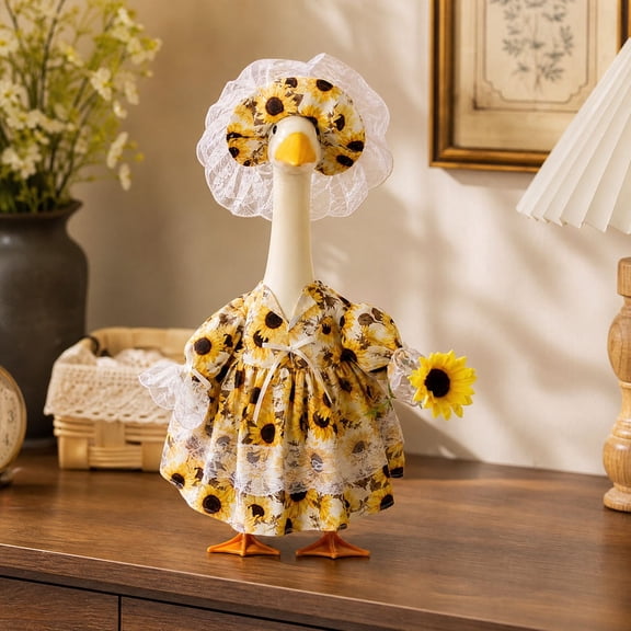 Aurorax Fall Goose Clothes for Cement Goose Porch Goose 23"/17",Porch Goose Outfit 19 inch,Thanksgiving Sunflower Yellow Porch Goose Clothing Accessories for Garden Lawn Harvest Decor