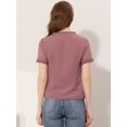 thumbnail image 3 of Blusa Informal Allegra K con Cuello En V Y Manga Corta Para Mujer con Puntos Suizos Semitransparentes Baya Apagada XS, 3 of 4