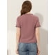 thumbnail image 3 of Blusa Informal Allegra K con Cuello En V Y Manga Corta Para Mujer Con Puntos Suizos Semitransparentes Baya Apagada M, 3 of 4