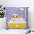 thumbnail image 6 of Rateoe Corgi Washing in Bathtub Pattern Throw Pillow Cover Premium Pillow Stuffer Sham Square for Decorative Cushion Bed Couch Sofa(Pillow insert not included), 6 of 8