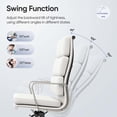 thumbnail image 6 of Cottinch Genuine Leather Office Chair,Ergonomic Upholstered Desk Chair,Swivel Computer Chair,Lumbar Support,High Back,White, 6 of 9