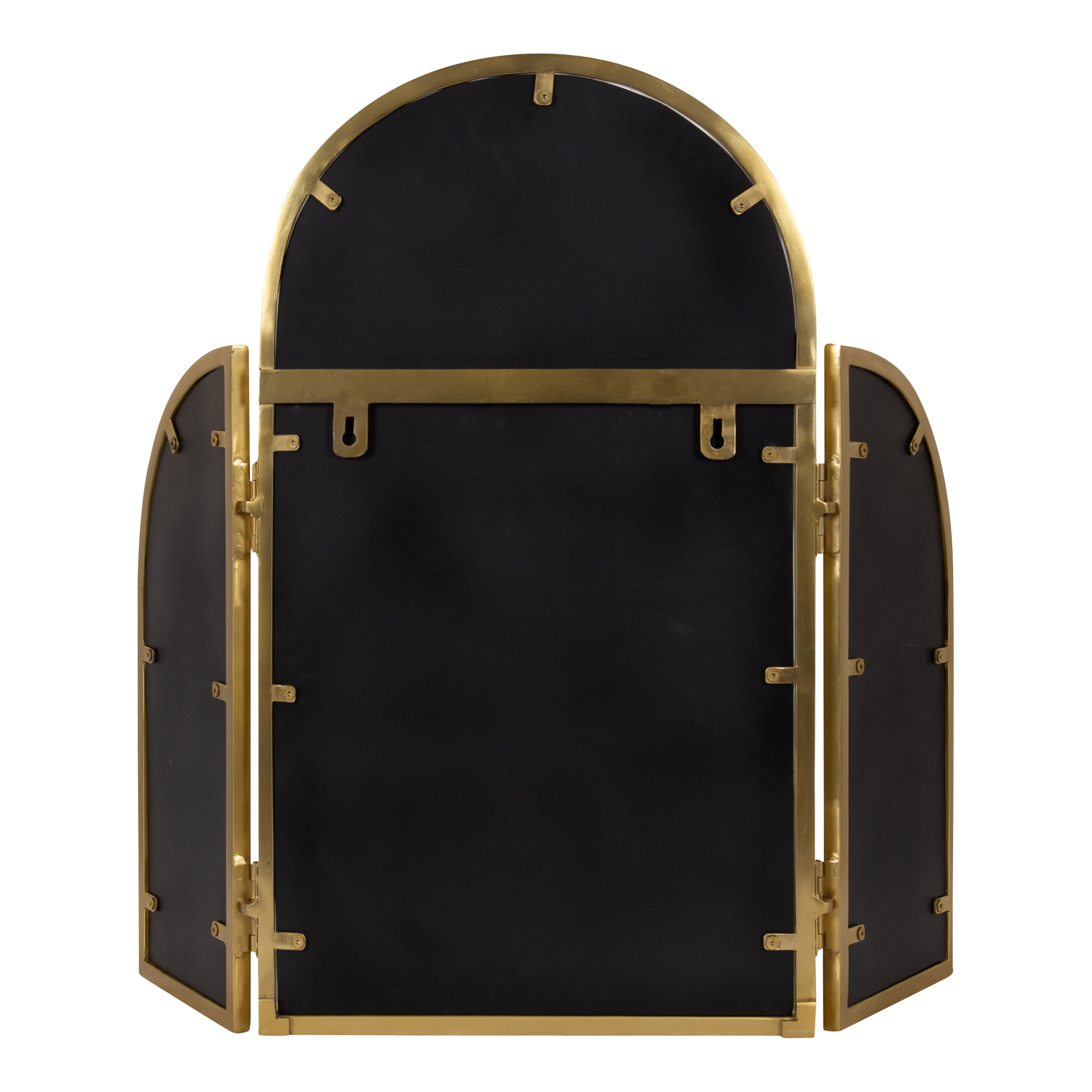 Kate and Laurel Amoli Tri-Fold Arched Mirror, 28 x 28, Gold, Three-Piece Joined Arch Folding Mirror for Tabletop Makeup Mirror Station or Bathroom Vanity Setup