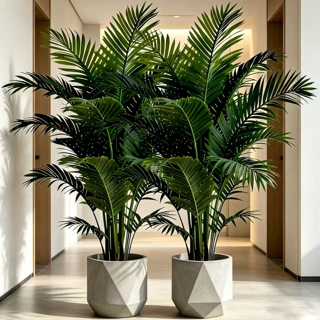4 Pack 35.5in Artificial Areca Palm Trees, 24 Leaves Faux Tropical Palm Plants No Pot, UV Resistant Fake Floor Plants for Indoor Outdoor Home Office Living Room Decor