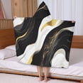 thumbnail image 5 of Black and Gold Marble Layered Waves Pattern Hooded Bath Towel，50"x30" for Ages 3 To 12 Kids, Quick Dry Lightweight Soft Microfiber Hood Beach Towel Cover Up for Kids, 5 of 7