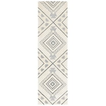 SAFAVIEH Casablanca Crispin Geometric Shag Runner Rug, Ivory/Grey, 2'3" x 12'