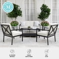 thumbnail image 5 of Martha Stewart 4-Piece Indoor-Outdoor Conversation Set with Loveseat, 2 Chairs, and Coffee Table with Steel Frames in Black with Cream All-Weather Cushions, 5 of 12