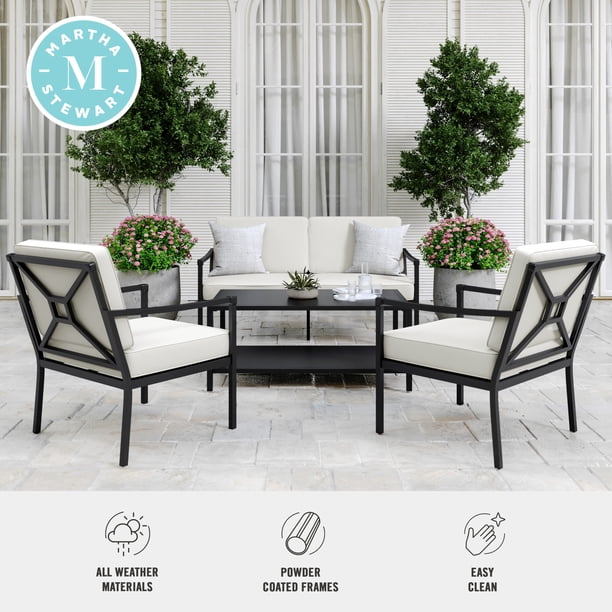 Martha Stewart 4-Piece Outdoor Set: Loveseat, Chairs, Table
