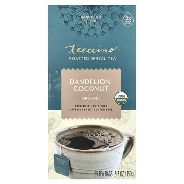 Teeccino Roasted Herbal Tea, Dandelion Coconut, Caffeine Free, 25 Tea Bags, 5.3 oz (150 g)