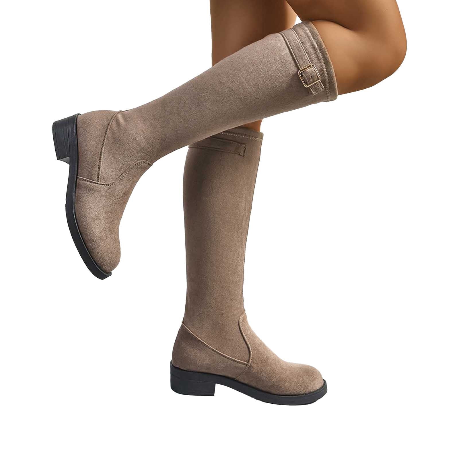Gyexs Thigh High Flat Boots for Women Mid Calf Over the Knee