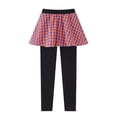 thumbnail image 3 of 3-11T Toddler Little Girls Footless Leggings with Plaid Ruffle Tutu Skirt Big Girls Pantskirt Pants Tights, 3 of 9