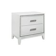 thumbnail image 3 of Almera Glitter White Nightstand | Glam Transitional 2-Drawer Bedroom Storage | Crushed Crystal Handle | Rubberwood & MDF | 27.56" W | White Finish | Ideal for Bedroom Use, 3 of 6
