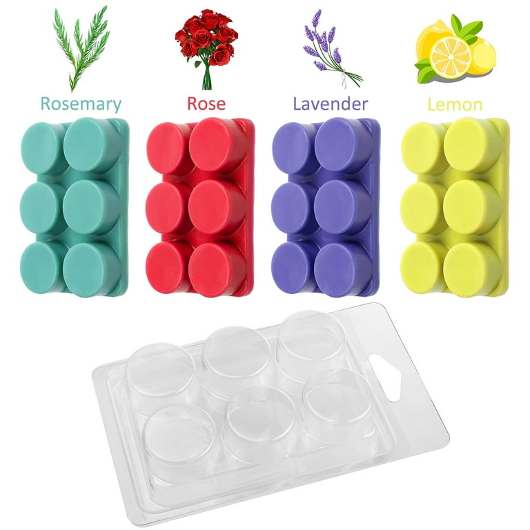 MILIVIXAY Wax Melt Containers-6 Cavity Clear Empty Plastic Wax Melt  Molds-25 Packs Round Clamshells for Tarts Wax Melts.