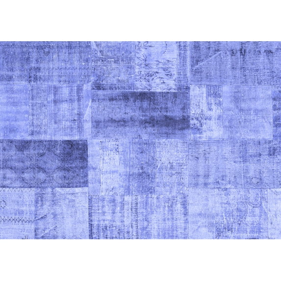 Ahgly Company Machine Washable Indoor Rectangle Patchwork Blue Transitional Area Rugs, 5' x 7'