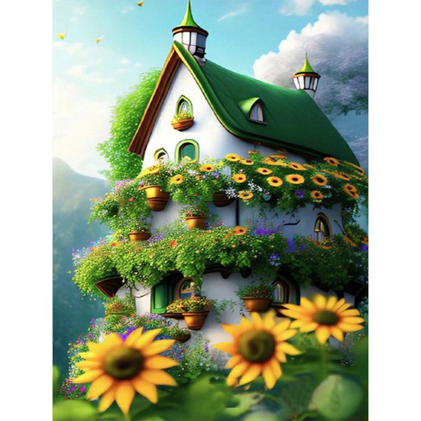 Cuadros Decorativos Kit de pintura de diamante de taladro redondo completo DIY 5D decoración de casa de girasol (B6342) DQrwqpou Nuevos Originales