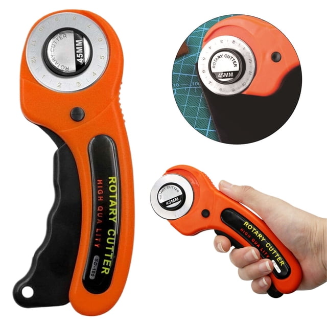 Machine de Coupe Rotative Circulaire de 45 mm (Orange), Coupeuse à Roue Ronde de 45 mm, Rouleau de Courtepointe et de Couture, Outils de Coupe pour Tissu Orange