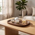 thumbnail image 6 of Wooden Coffee Table Tray Platter for Snacks and Fruit, Brown Decorative Serving Tray for Home Storage and Organization, 6 of 7