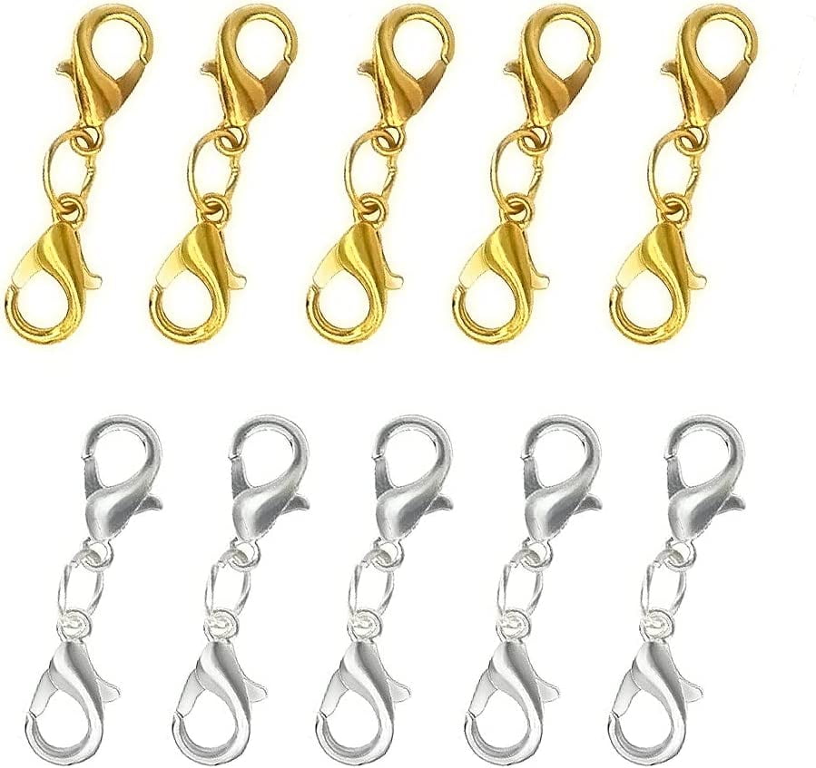 25 silver plated 12mm lobster clasp sets with strong 5mm & 7mm jumprings 
