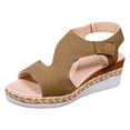 thumbnail image 6 of Espadrilles for Women Peep Toe Wedge Sandals Lightweight Cutout Soft Leather Slingback Wedges Heels Brown Size 7.5, 6 of 7