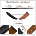 thumbnail image 7 of 18mm Black Ostrich Watch Band Men Quick Release Replacement Leather Strap Extra Soft Handmade Wristband Stainless Steel Buckle Father's Day Gift for Dad Son Husband, 7 of 7