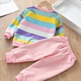 thumbnail image 4 of Futezty Girls 2 Piece Outfit Long Sleeve Sweatshirt and Jogger Pants Rainbow Stripe Tracksuit Fall Winter Clothe Set 2T-7T, 4 of 7