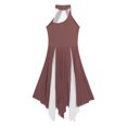 thumbnail image 5 of Alvivi Women Halter Mesh Color Block Leotard Dress Lyrical Modern Contemporary Ballet Dancewear Reddish Brown S, 5 of 7