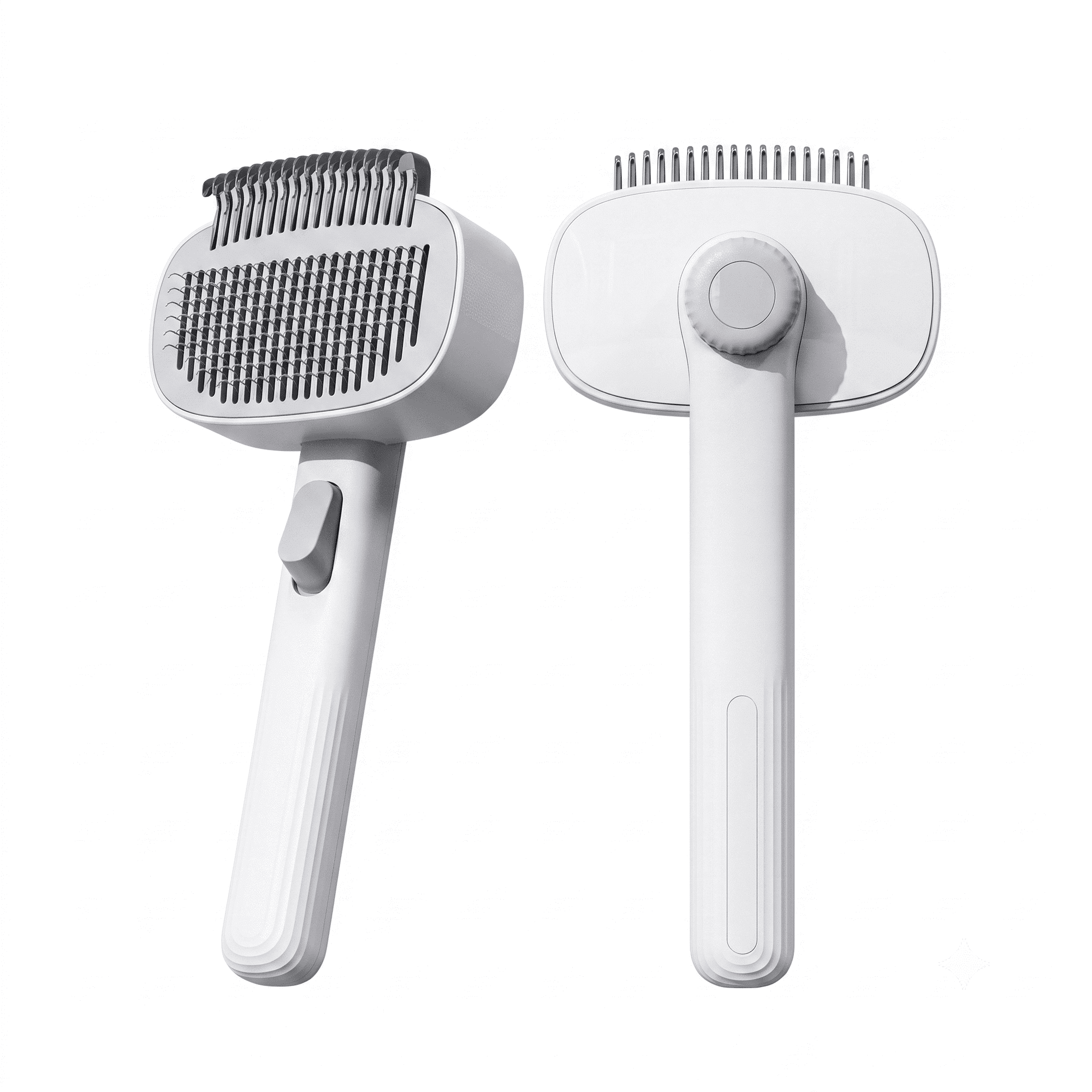Rotatable Dual-Action Pet Grooming Brush 2-in-1 Slicker & Dematting Comb with One-Click Hair Release Adjustable Stainless Round Edge Grooming Tool for Long Short Haired Cats Dogs