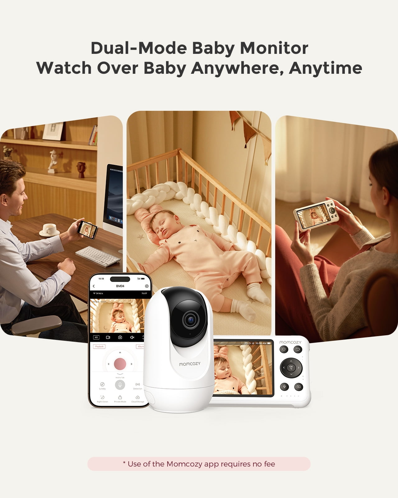Momcozy 5-Inch Dual-Mode Smart Baby Monitor WiFi Connect BM04
