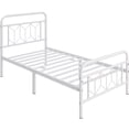 thumbnail image 3 of Yaheetech Vintage Metal Platform Bed Frame with Diamond Pattern Headboard, Twin, White, 3 of 7