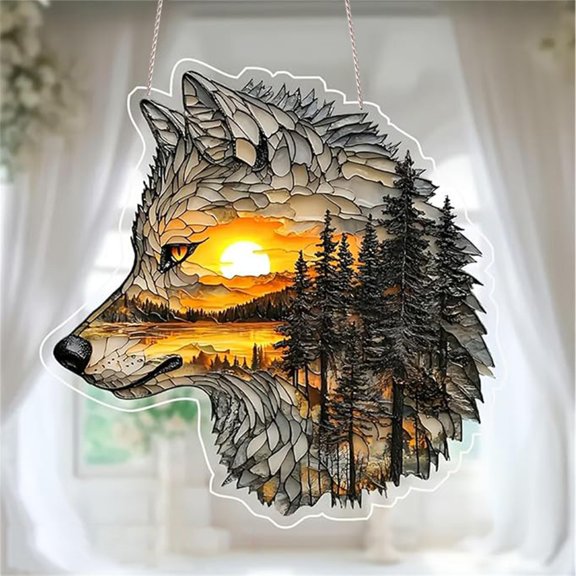 Acrylic Ornament Under 5 ! Yannianjz Hanging Wall Decor Sun Catcher Colorful Flat Horse Wolf Design For Indoor Outdoor Spaces Bedroom Living Room Light Reflection