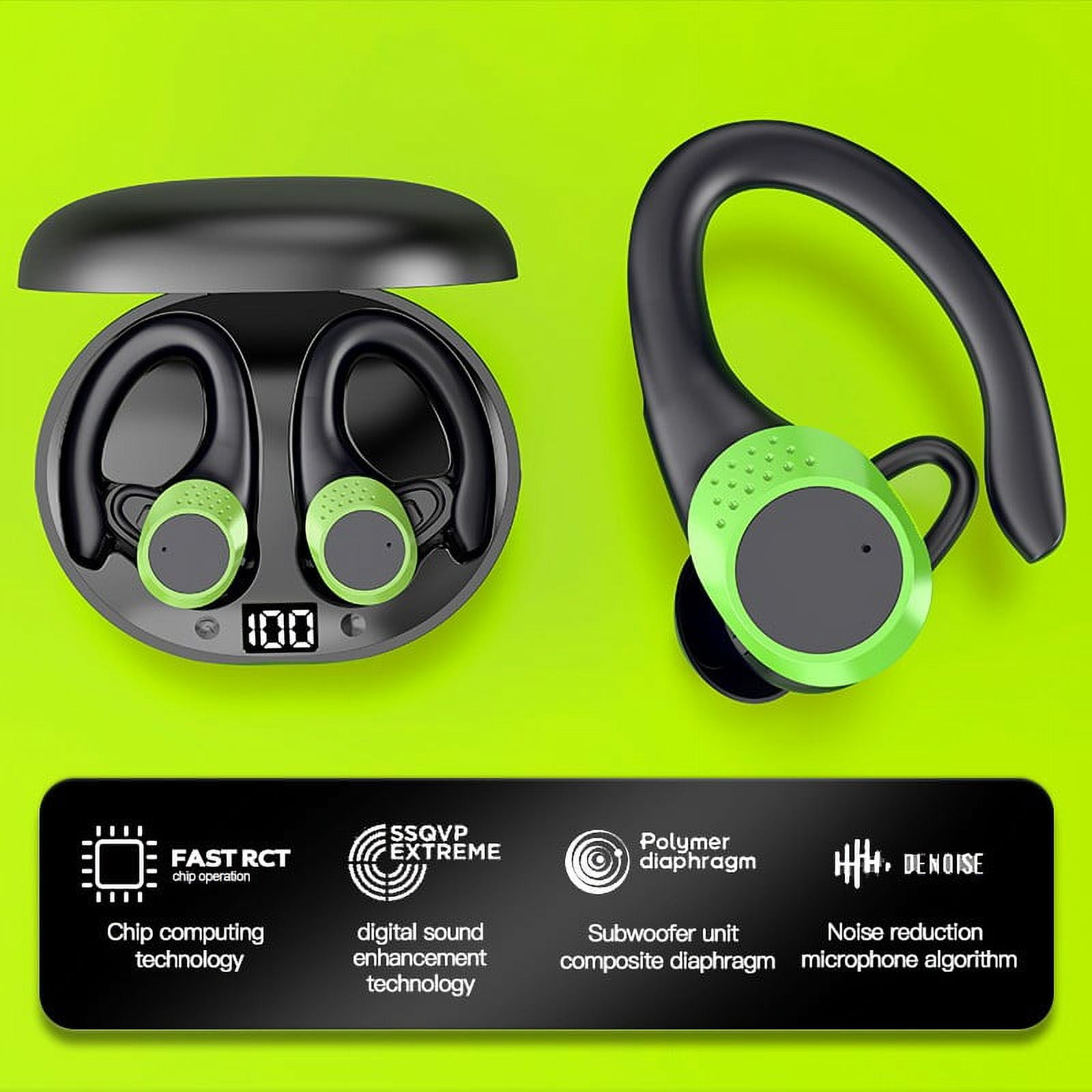 Uandlove Earphones for Iphone,Open Ear Headphones Wireless Earbuds For Phone Android Wireless Open Ear Earbuds Ear-mounted Call Headphones,Green