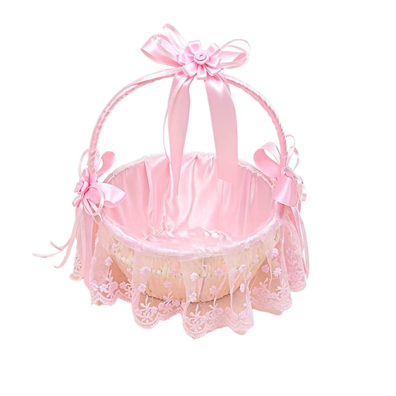 KojanyuFaux Rattan Flower Basket with Handle, Multi Functional Storage Fruit Basket for Weddings Parties Celebrations