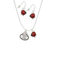 thumbnail image 2 of Delight Jewelry Silvertone Keep Calm EMT is Here Red Lucky Ladybug Necklace and Dangle Earrings Set, 2 of 6