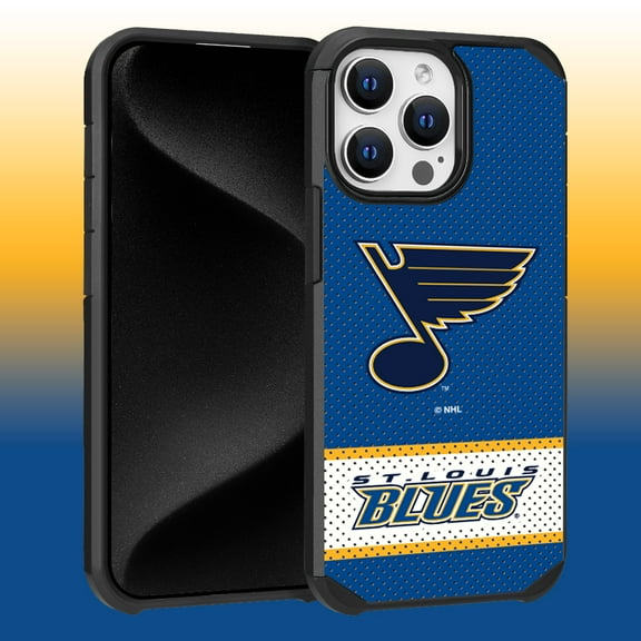 Apple iPhone 15 Pro Max (6.7) - NHL Licensed St. Louis Blues Team Logo on Jersey Textured Dual Layer Case
