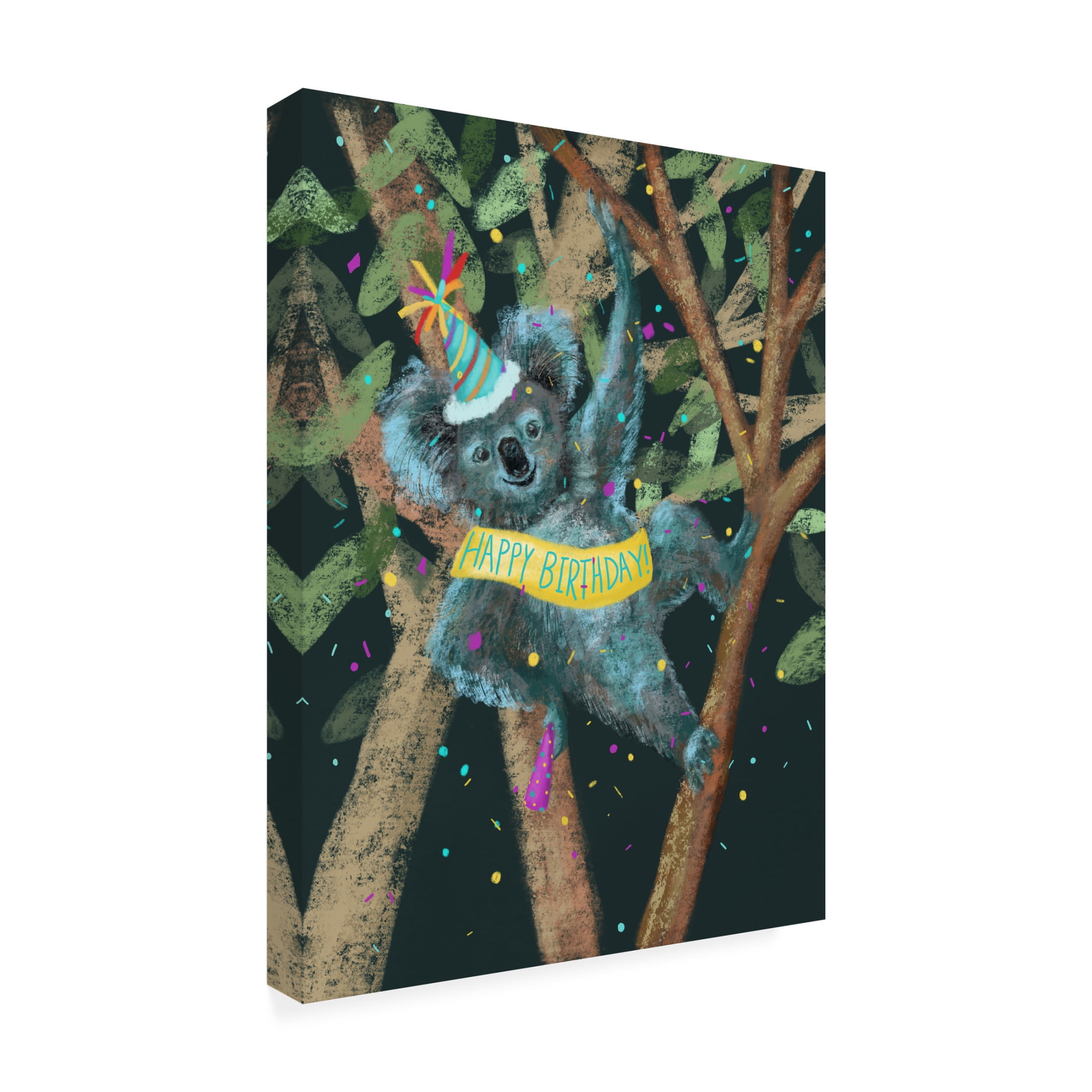 Canvas Wall Art - Christine Rotolo 'Koala Birthday' Wall Art for Living Room, Bedroom, or Office Décor by Trademark Fine Art - 18 x 24 Inches