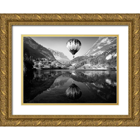 Auf Dem, Andrea 24x18 Gold Ornate Wood Framed with Double Matting Museum Art Print Titled - La mongolfiera